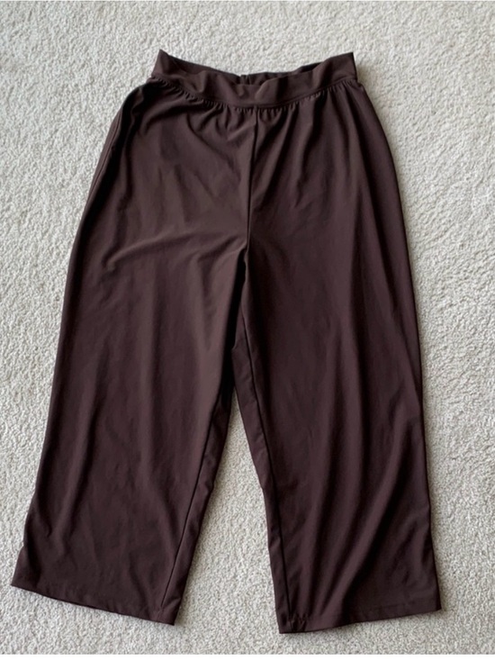 SPANX Pants - SPANX Chocolate Brown High-Rise Cropped Wide Leg Pants Sz Large